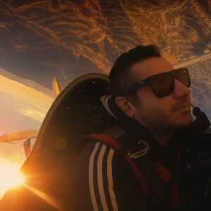 Fly Over LA's chief instructor performs a perfect barrel roll with a scenic sunset behind him in a Pitts special S-2B biplane